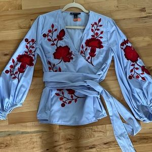 Beautiful embroidered wrap blouse